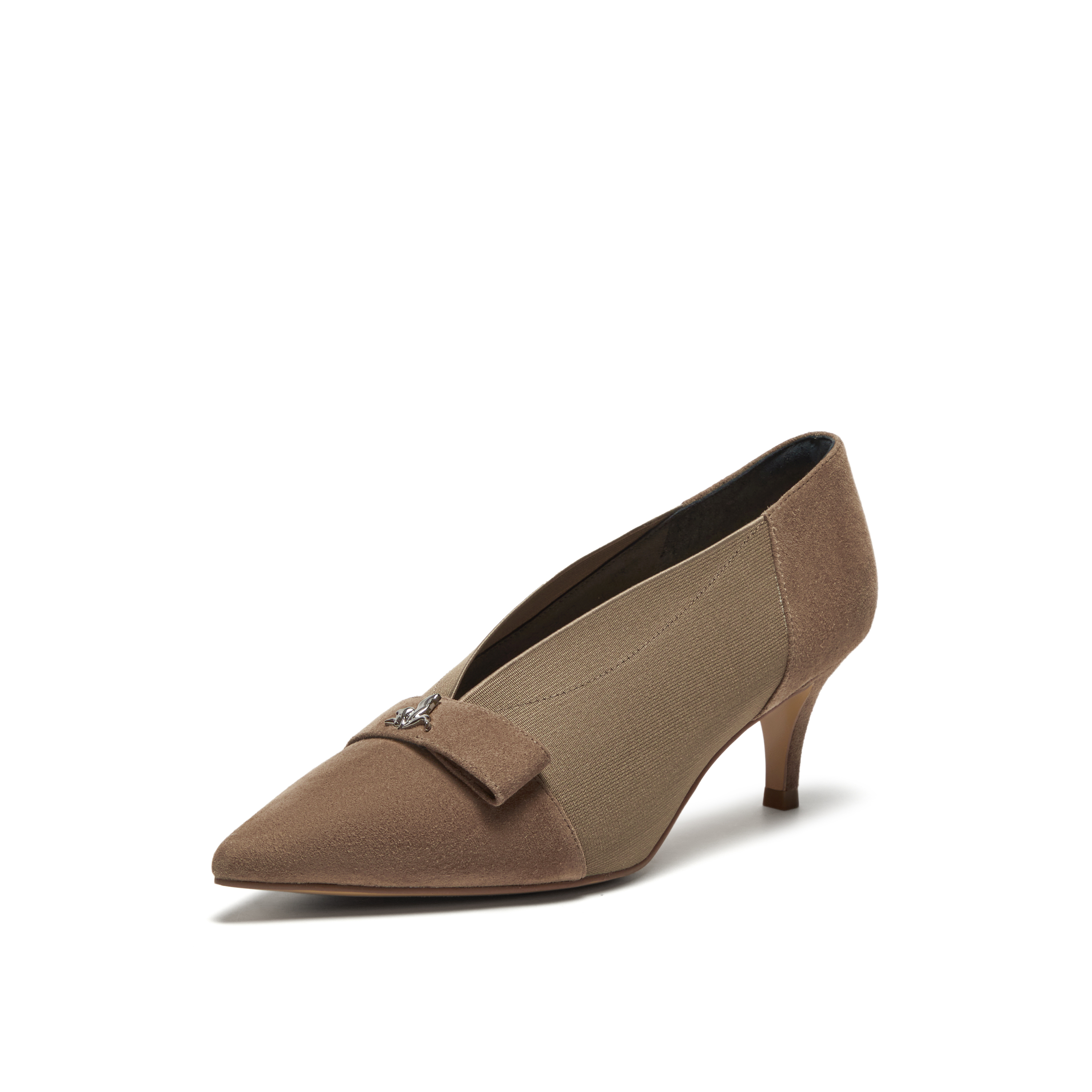 真美诗2024秋季新款鸢尾花饰扣优雅通勤V口高跟鞋YXC28CA4