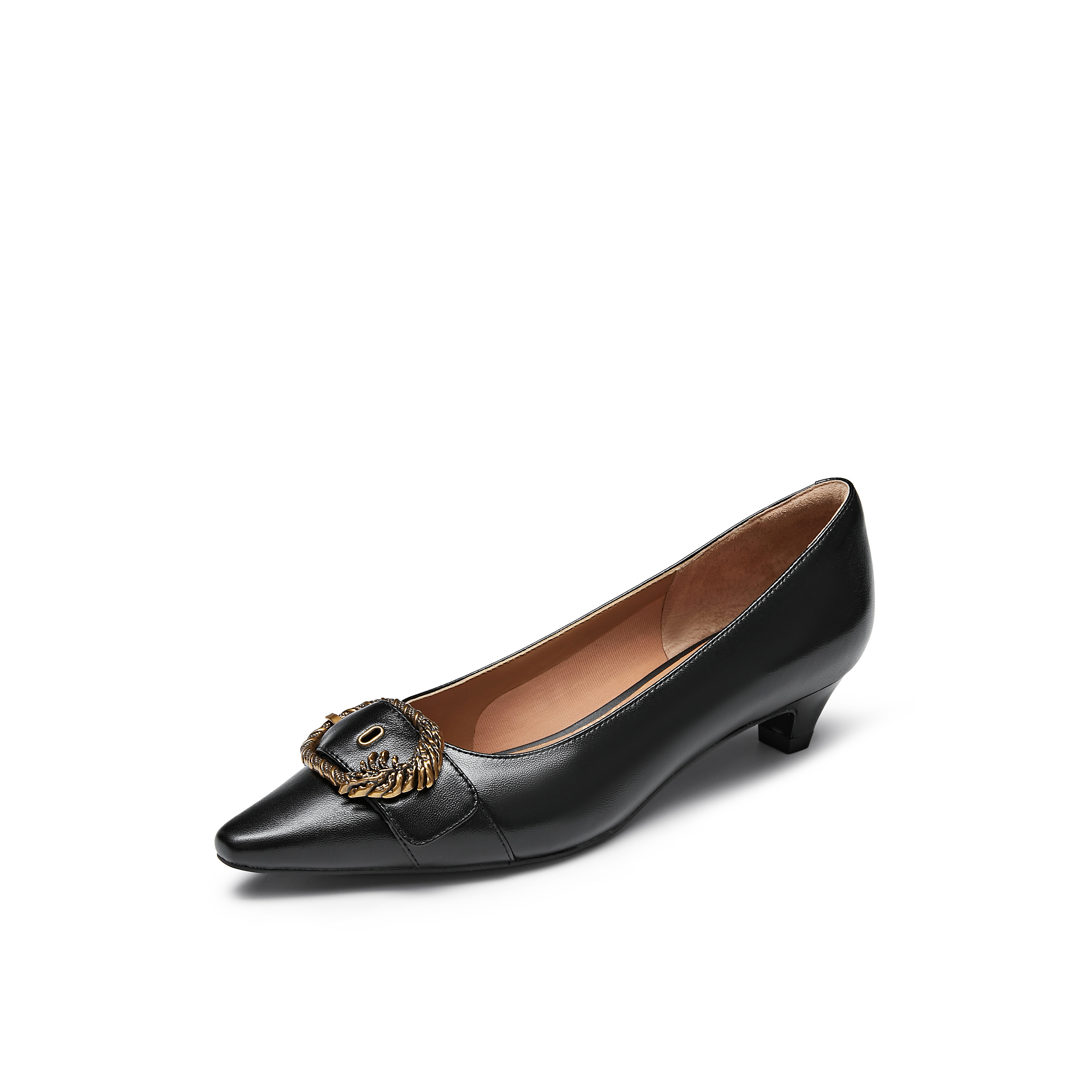 真美诗2024秋季新款复古秀气软糯羊皮优雅猫跟单鞋YYH04CQ4