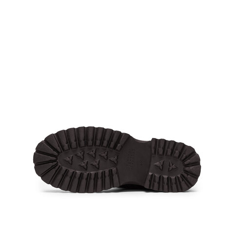 真美诗2024冬季新款光泽牛皮金属搭扣舒适粗跟机车靴女YZR02DZ4