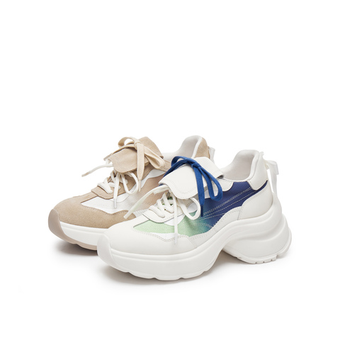 真美诗2025春季新款舒适时髦翻盖厚底老爹鞋女24525AM5