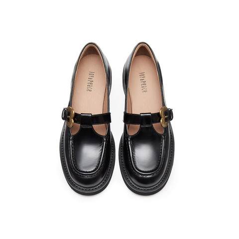 真美诗2024年秋季新款复古牛皮爱心扣玛丽珍女鞋YQB87CA4