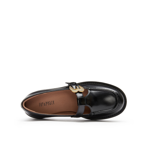 真美诗2024年秋季新款复古牛皮爱心扣玛丽珍女鞋YQB87CA4