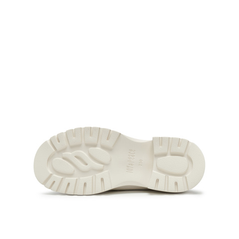 真美诗2024春季新款光泽牛皮竹节链饰舒适粗跟乐福鞋女YQB13AA5