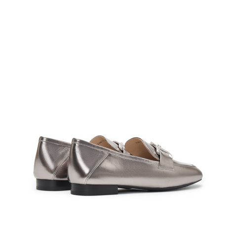 真美诗2025春季新款贴膜牛皮蛇形钻扣低跟乐福鞋女YOK75AA5