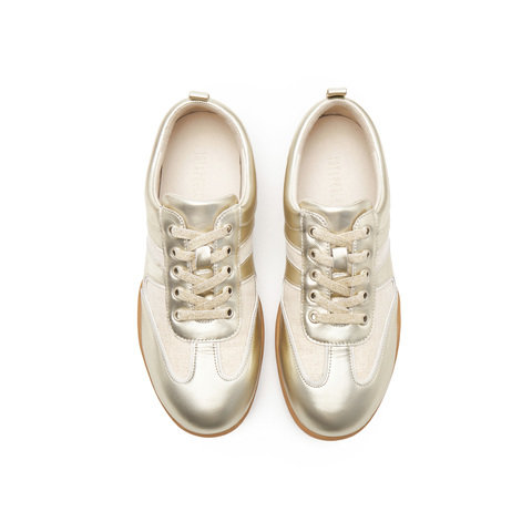 真美诗2025春季新款老钱风拼接舒适低跟德训鞋女YEC06AM5