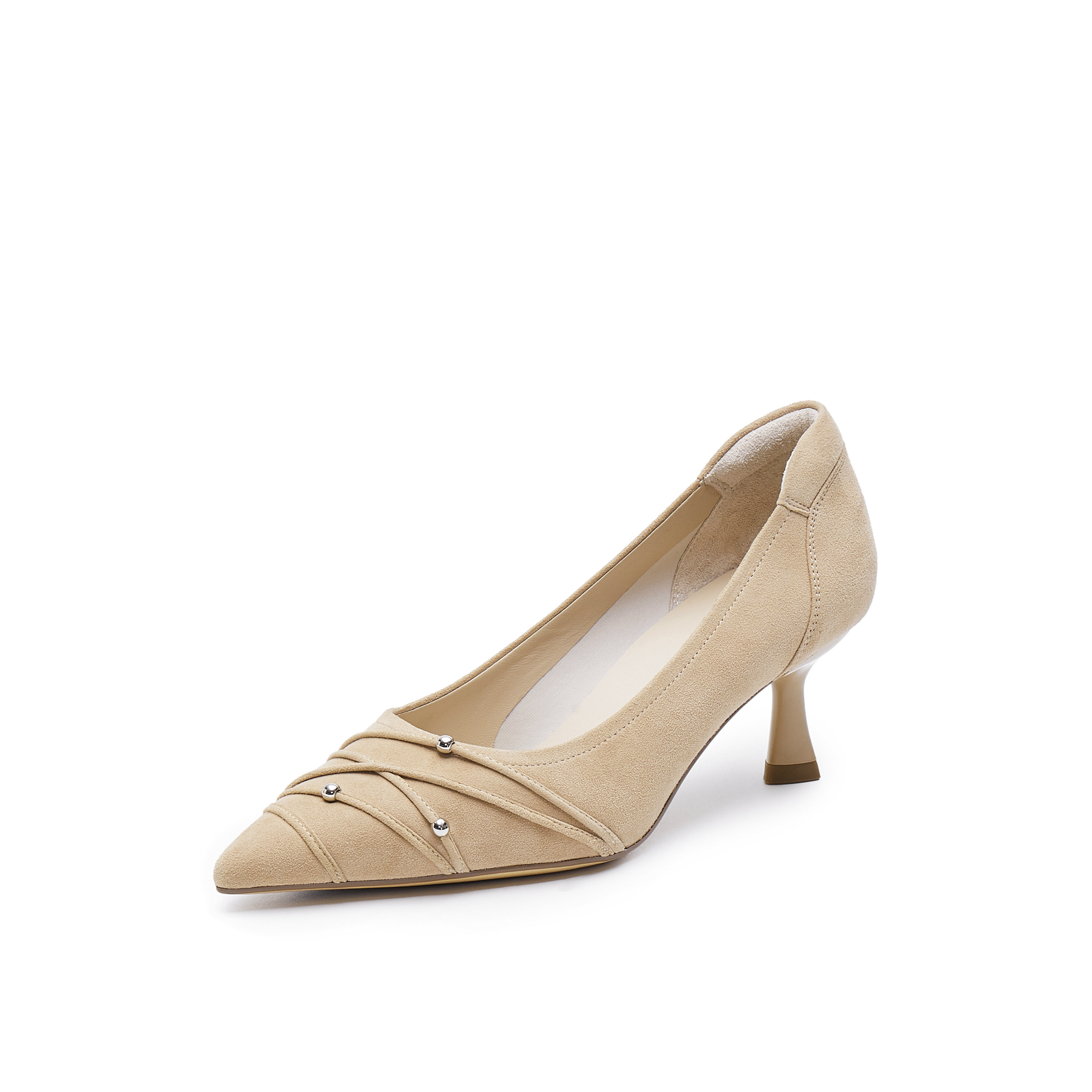 真美诗2025春季新款舒适羊绒优雅气质高跟鞋女YUW44AQ5