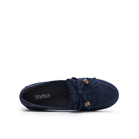 真美诗2025春季新款流苏条带舒适低跟经典乐福鞋女YED03AA5