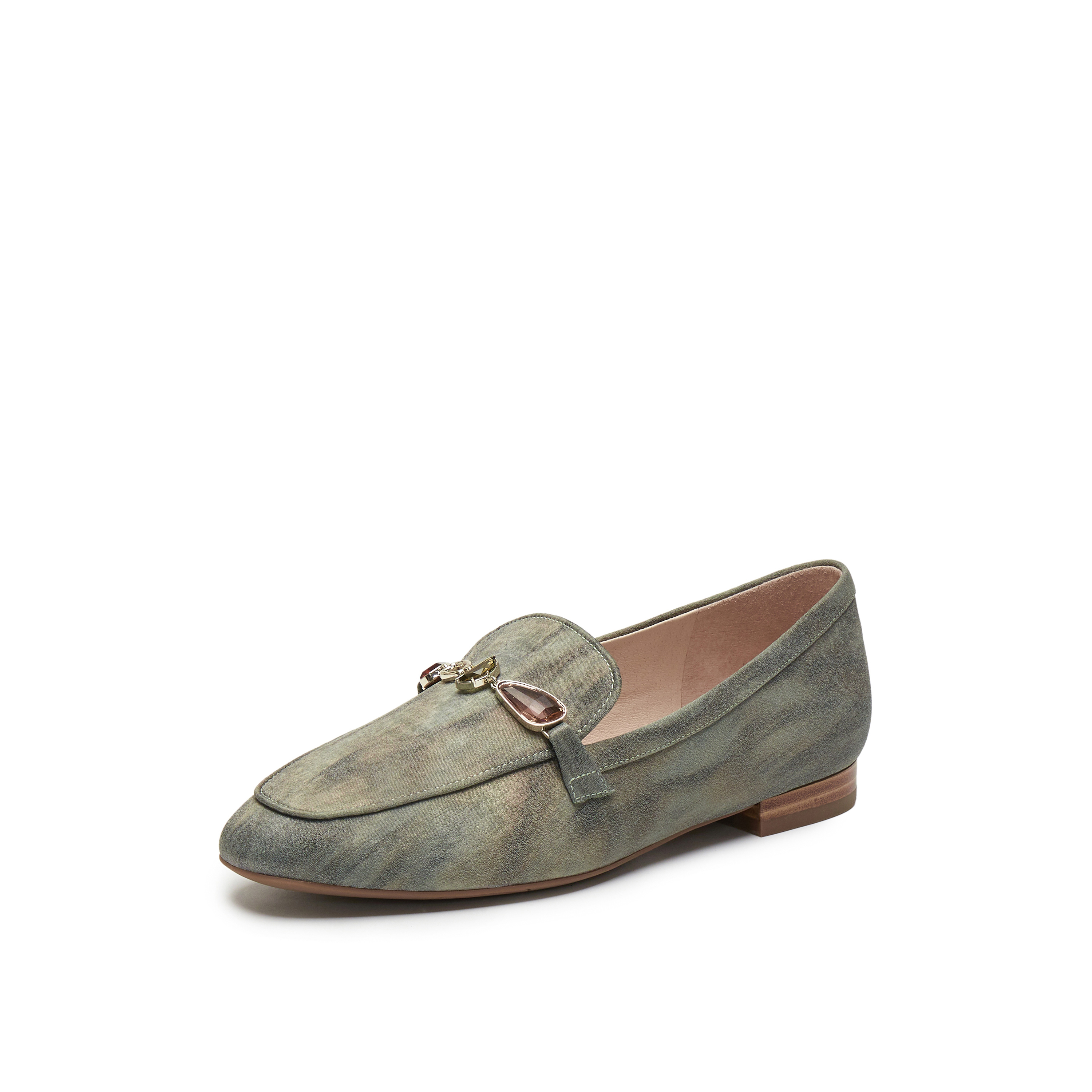 真美诗2025春季新款链条经典低跟乐福鞋女YOK71AA5