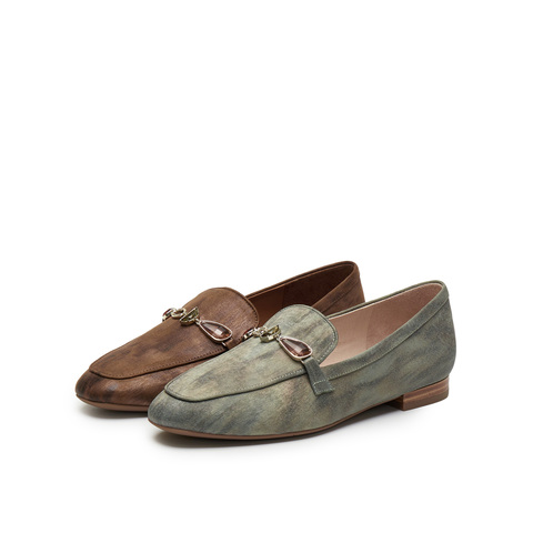 真美诗2025春季新款链条经典低跟乐福鞋女YOK71AA5