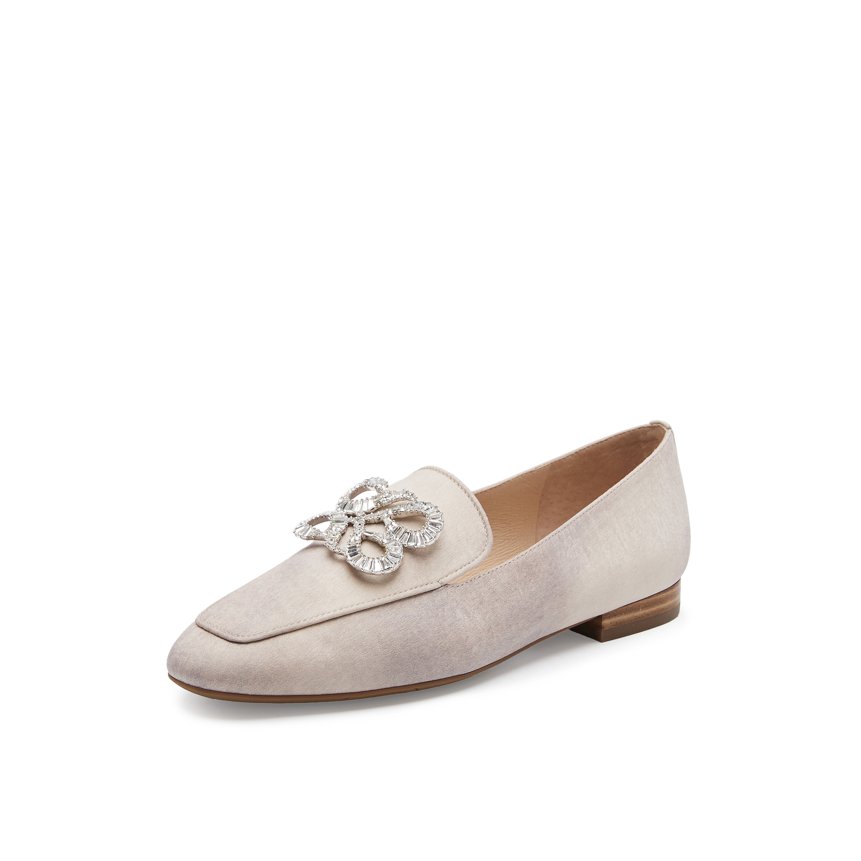 真美诗2025春季新款原创钻扣舒适矮跟乐福鞋女YOK76AA5