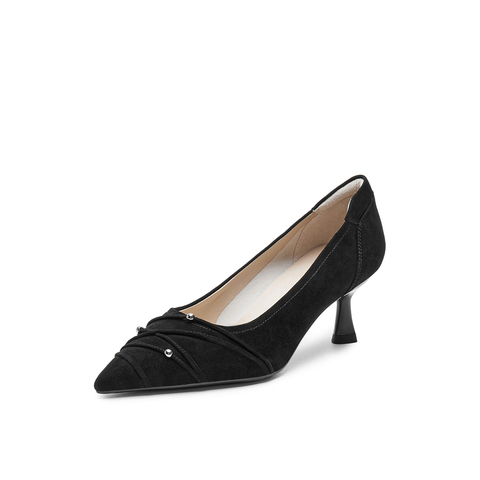 真美诗2025春季新款舒适羊绒优雅气质高跟鞋女YUW44AQ5