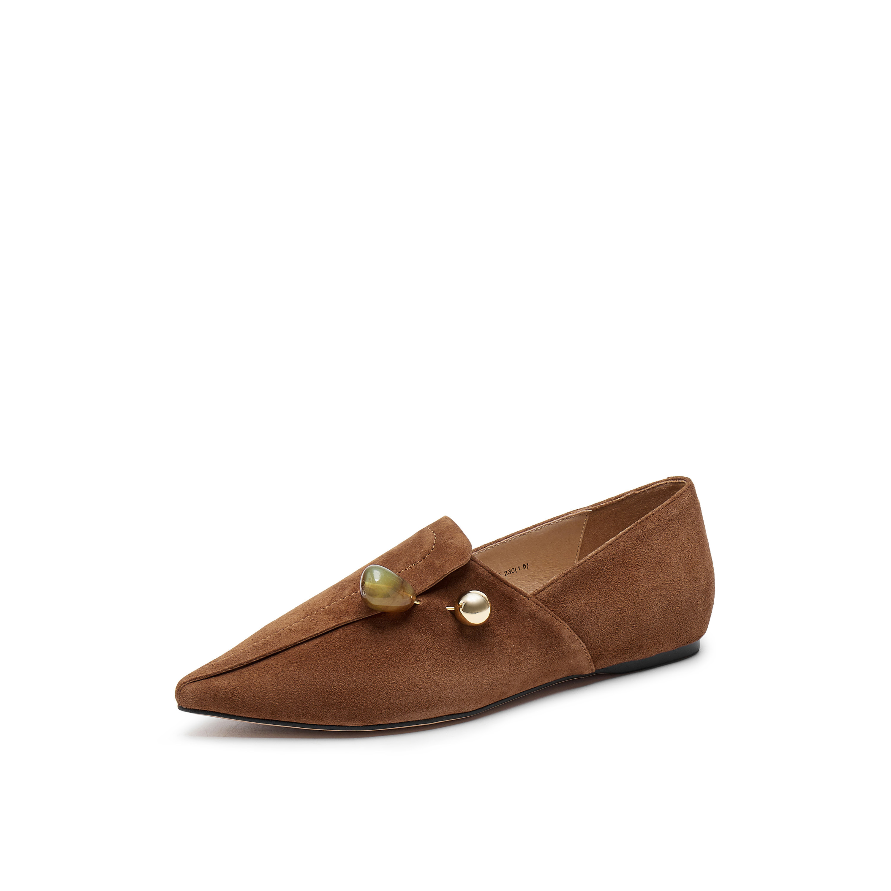 真美诗2025春季新款气质复古饰扣老钱风乐福鞋女38162AA5