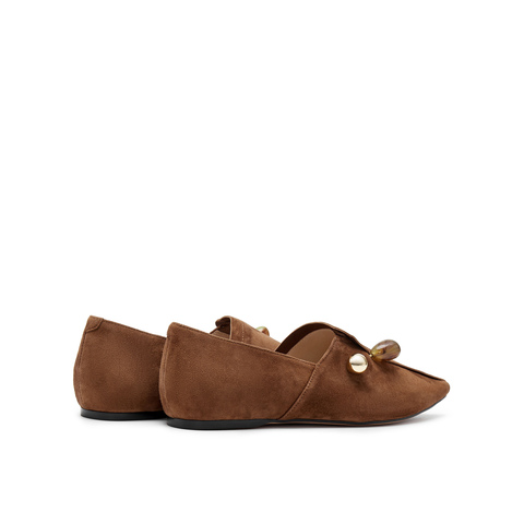 真美诗2025春季新款气质复古饰扣老钱风乐福鞋女38162AA5