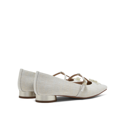 真美诗2025春季新款法式方头蝴蝶结链饰浅口玛丽珍鞋女YZI04AQ5