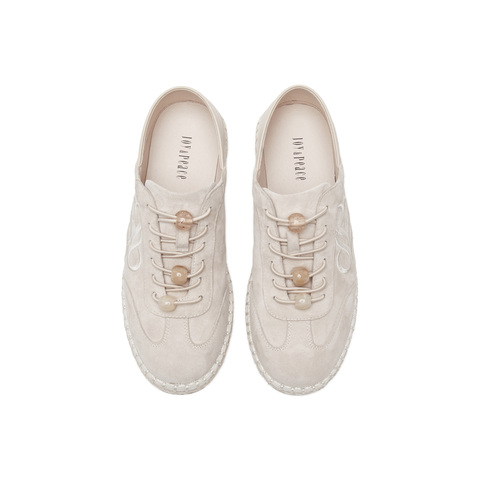 真美诗2025春季新款贴膜羊皮两穿编织渔夫德训鞋女68081AM5