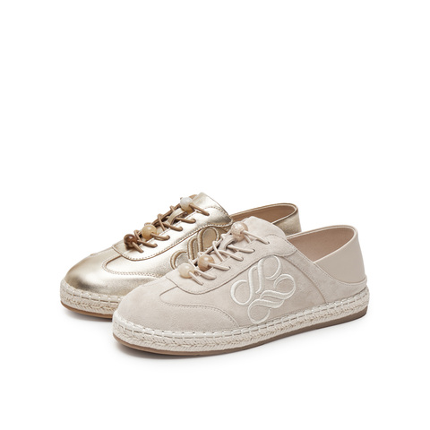 真美诗2025春季新款贴膜羊皮两穿编织渔夫德训鞋女68081AM5