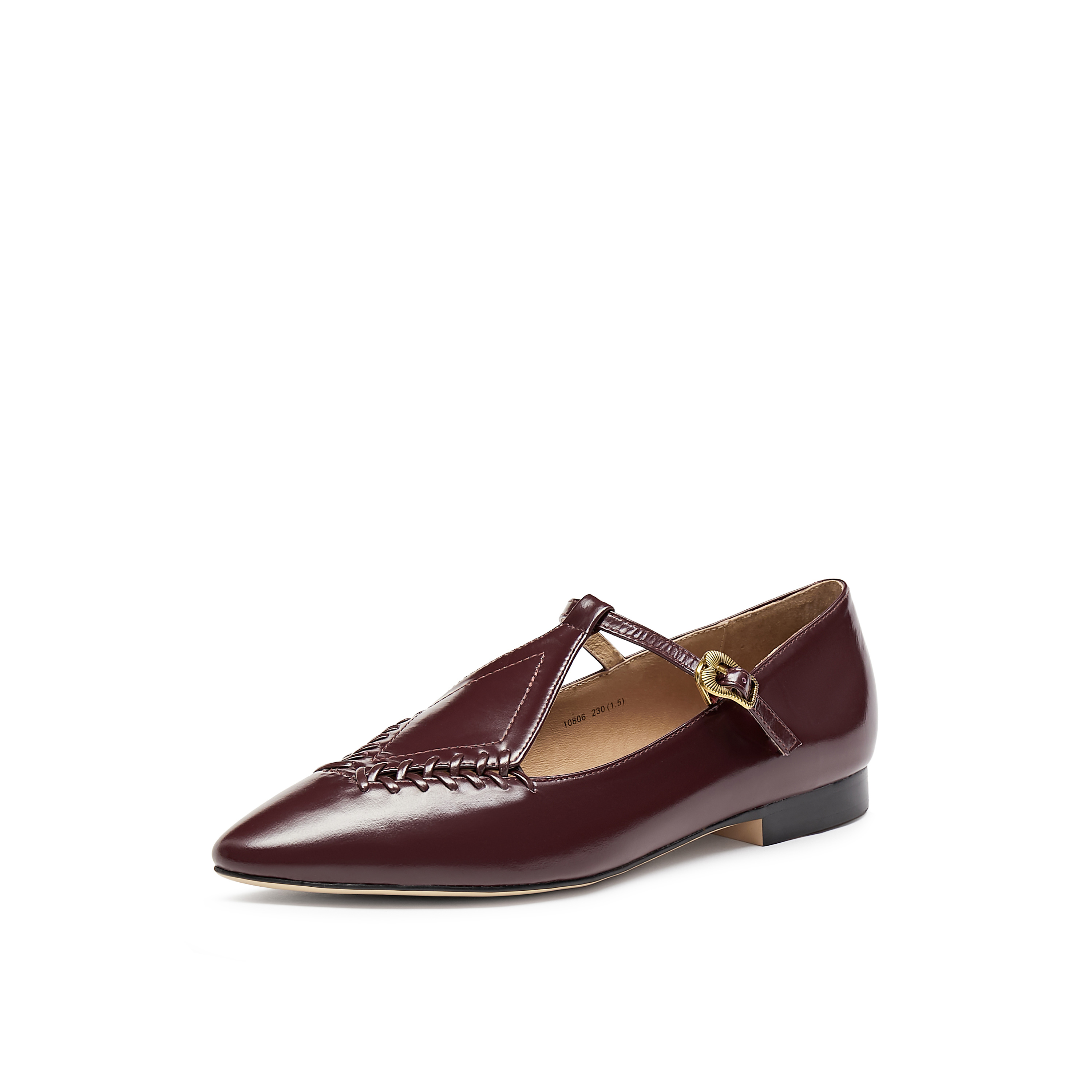 真美诗2025年春季新款编织镂空牛皮玛丽珍鞋女10806AA5