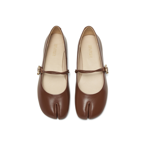 真美诗2025春季新款复古羊皮革钻扣分趾玛丽珍鞋女12130AQ5