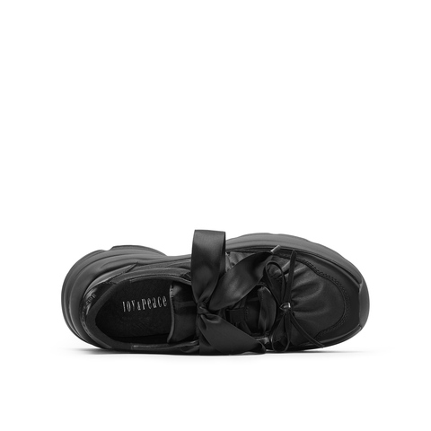 真美诗2025春季新款织带蝴蝶结芭蕾厚底老爹鞋女25256AM5