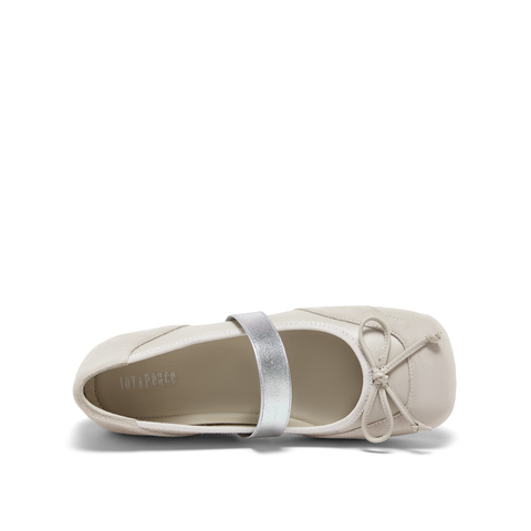 真美诗2025春季新款蝴蝶结弹力一字带低跟芭蕾舞鞋女95221AQ5