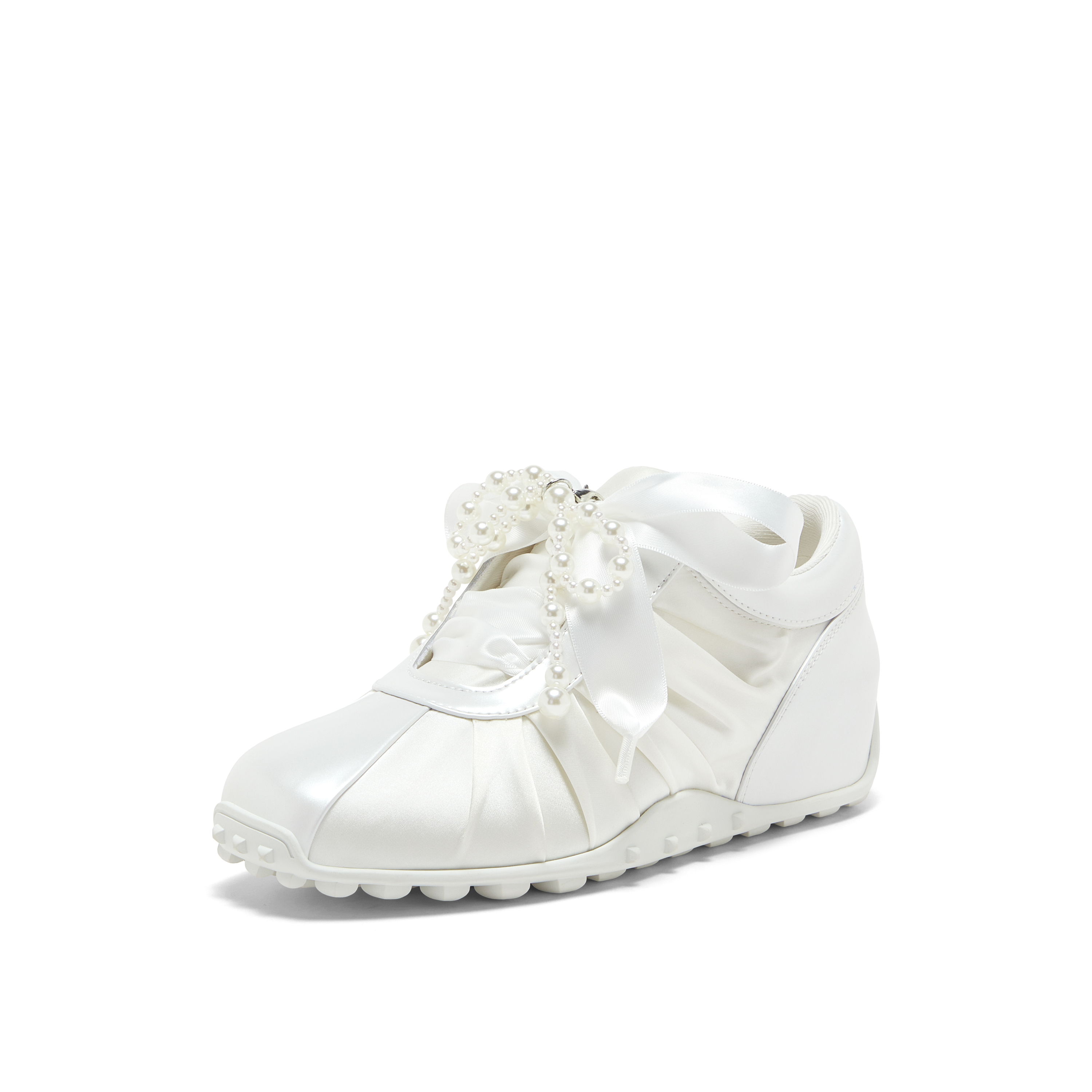 真美诗2025春季新款织带蝴蝶结圆珠饰链运动芭蕾舞鞋女F5100AM5