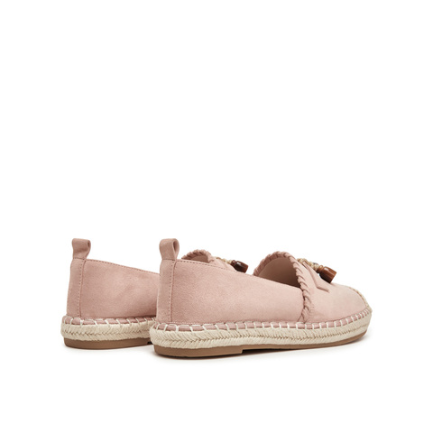 真美诗2025春季新款软糯羊绒草编围底树脂饰扣渔夫鞋女96838AA5