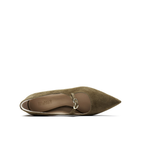 真美诗2025秋季新款金属饰扣法式经典尖头猫跟鞋女YUW53CQ5