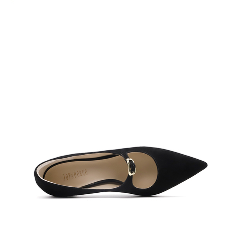 真美诗2025秋季新款金属饰扣法式经典尖头猫跟鞋女YUW53CQ5