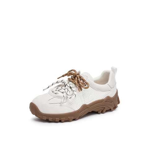 真美诗2025春季新款细腻牛绒撞色双鞋带运动休闲鞋女24127AM5