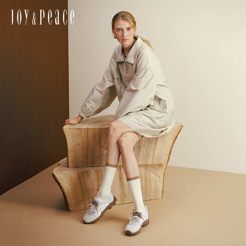 真美诗2025春季新款细腻牛绒撞色双鞋带运动休闲鞋女24127AM5