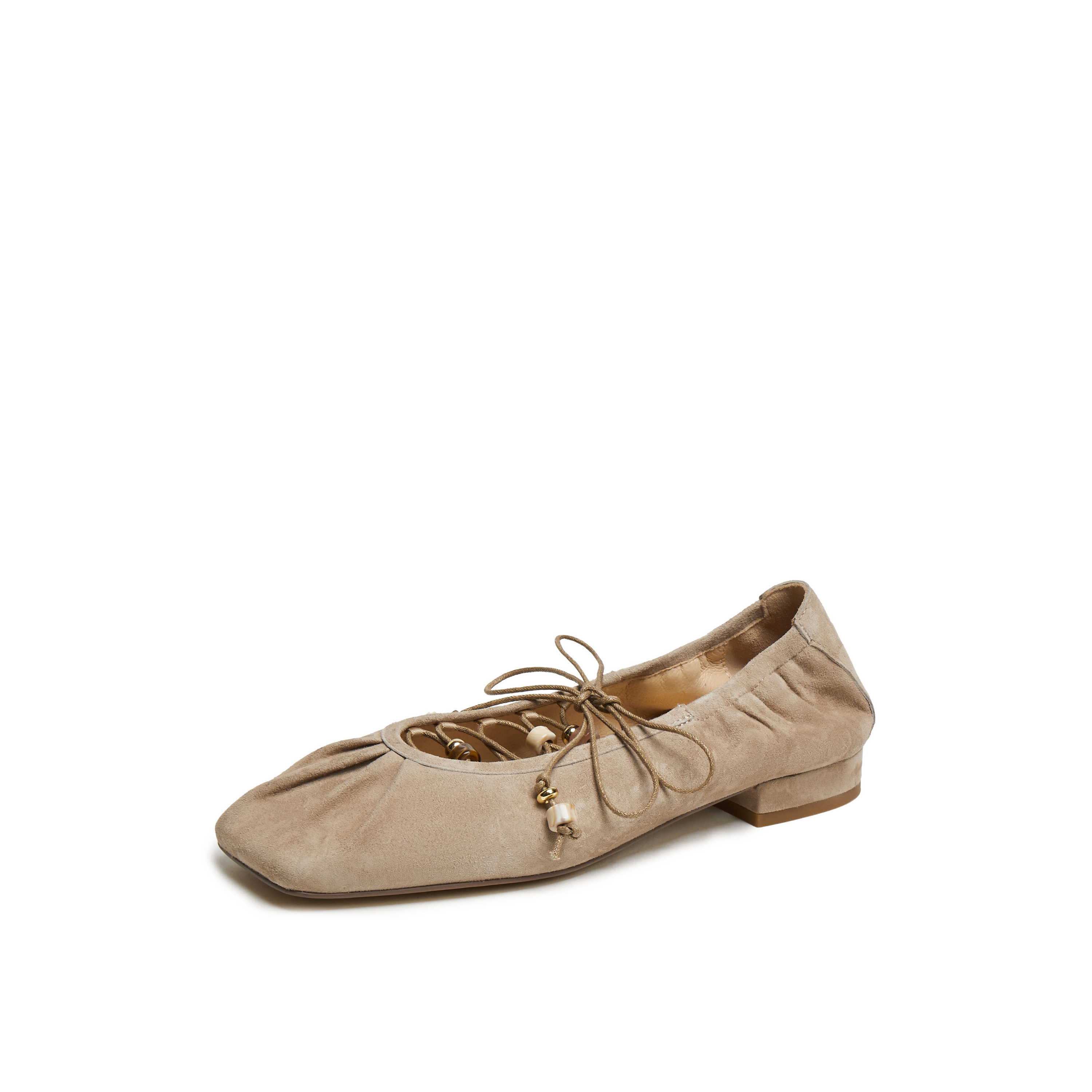 真美诗2025春季新款软糯羊皮树脂扣饰优雅芭蕾舞鞋女20861AQ5