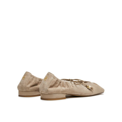 真美诗2025春季新款软糯羊皮树脂扣饰优雅芭蕾舞鞋女20861AQ5