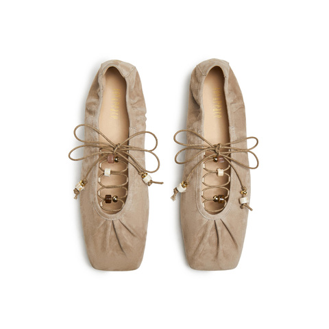 真美诗2025春季新款软糯羊皮树脂扣饰优雅芭蕾舞鞋女20861AQ5