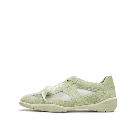 真美诗2025年秋季新款软糯芭蕾风网纱牛剖层革休闲鞋女96881CM5