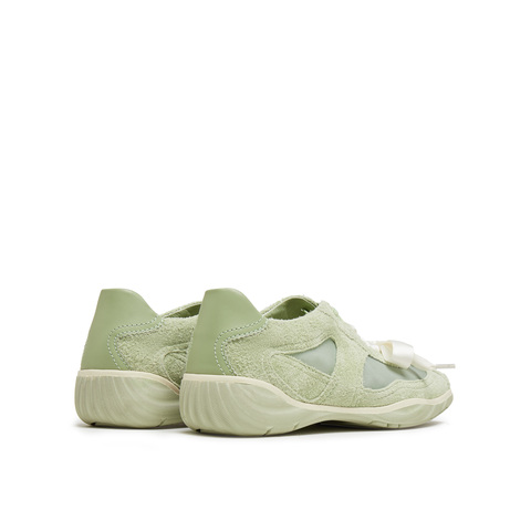 真美诗2025年秋季新款软糯芭蕾风网纱牛剖层革休闲鞋女96881CM5