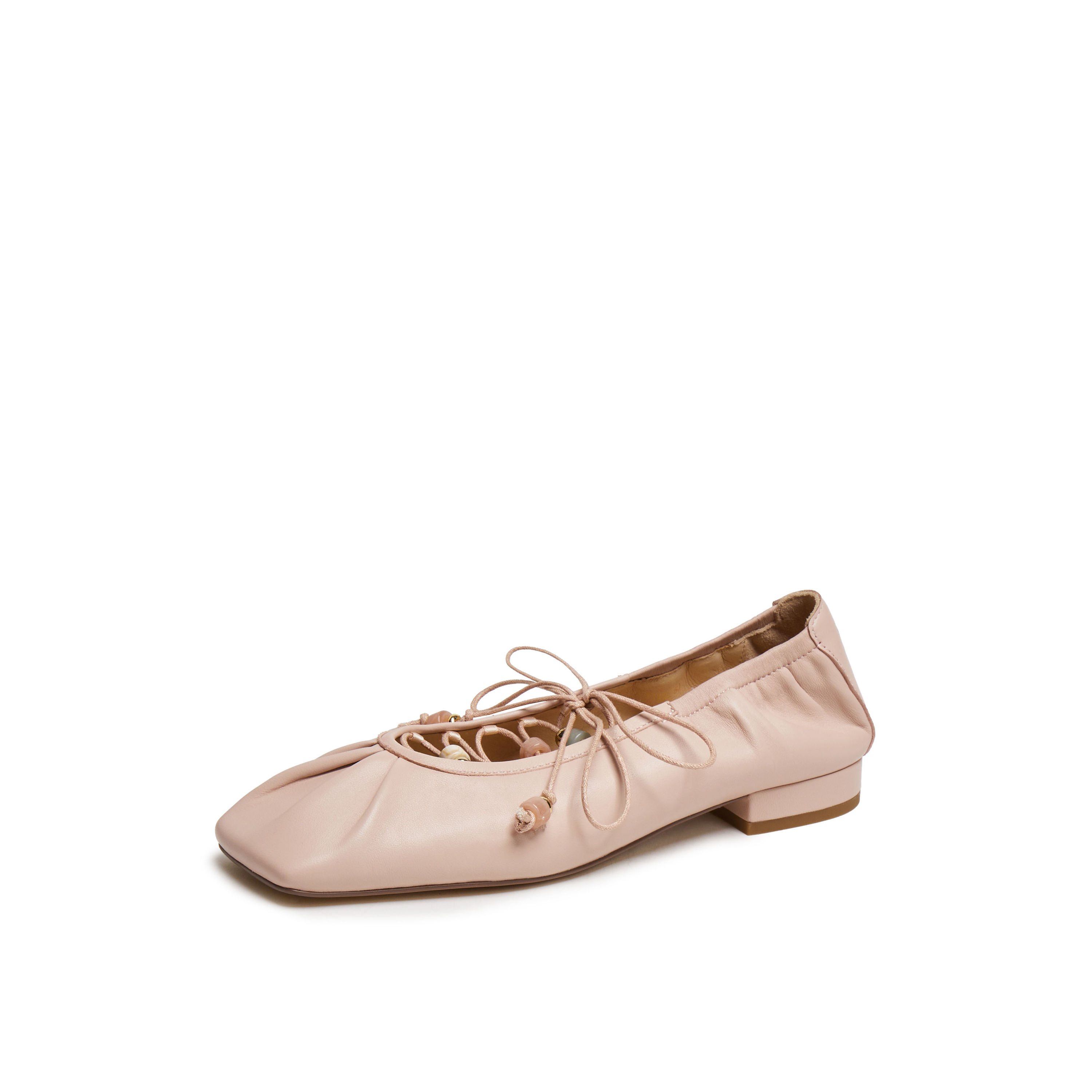 真美诗2025春季新款软糯羊皮树脂扣饰优雅芭蕾舞鞋女20861AQ5