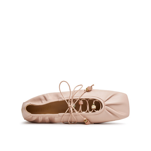 真美诗2025春季新款软糯羊皮树脂扣饰优雅芭蕾舞鞋女20861AQ5