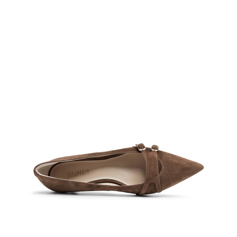 真美诗2025年秋季新款经典通勤尖头金属扣羊皮高跟鞋Y1R03CQ5