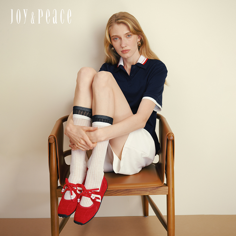 真美诗2025年秋季新款法式文艺薄底拼色牛皮革玛丽珍女鞋15612CQ5