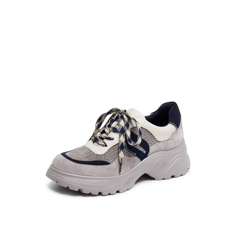 真美诗2025年秋季新款舒适时髦拼接厚底运动休闲鞋YYM27CM5