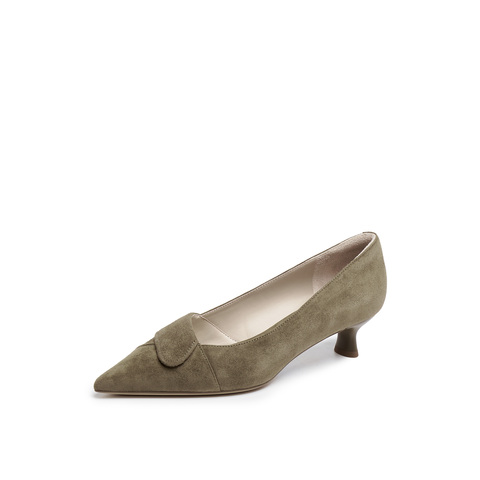 真美诗2025年秋季新款法式优雅简约软糯羊绒皮尖头鞋Y1R02CQ5