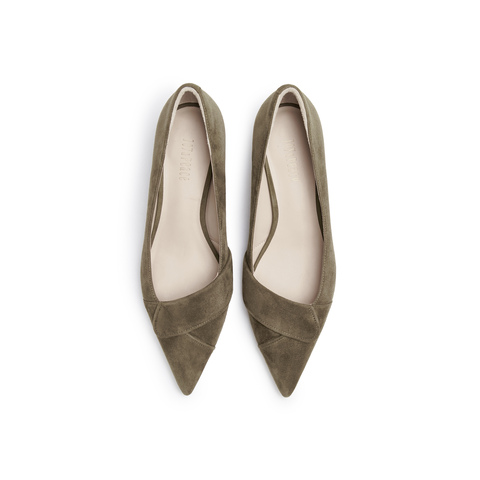 真美诗2025年秋季新款法式优雅简约软糯羊绒皮尖头鞋Y1R02CQ5