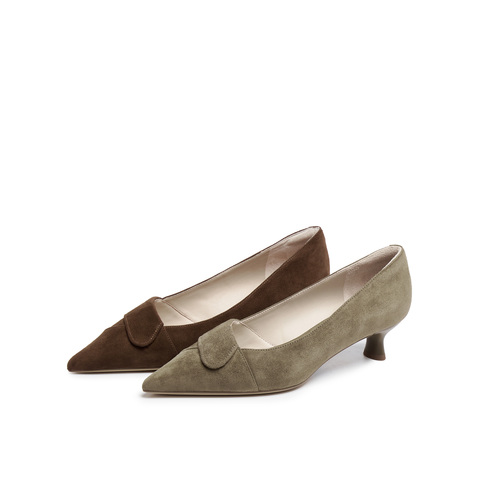 真美诗2025年秋季新款法式优雅简约软糯羊绒皮尖头鞋Y1R02CQ5