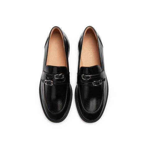 真美诗2025年秋季新款经典原创异形针饰扣牛皮乐福鞋YZK10CA5