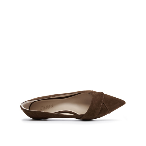 真美诗2025年秋季新款法式优雅简约软糯羊绒皮尖头鞋Y1R02CQ5