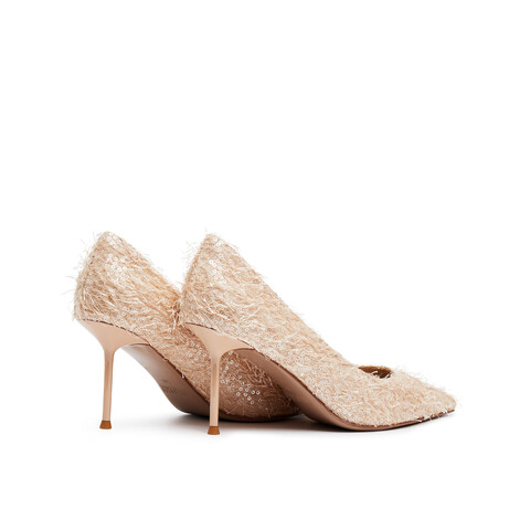 真美诗2025年秋季新款优雅流动羽毛尖头细高跟婚鞋38013CQ5