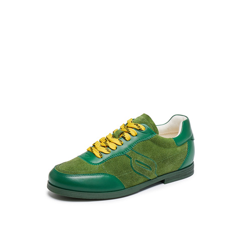 真美诗2025年秋季新款美式复古拼接时装牛剖层德训鞋女02101CM5