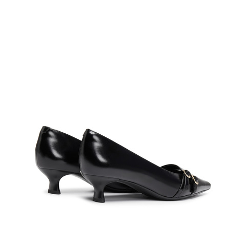 真美诗2025年秋季新款经典通勤尖头金属扣羊皮高跟鞋Y1R03CQ5