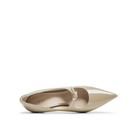 真美诗2025秋季新款金属饰扣法式经典尖头猫跟鞋女YUW53CQ5