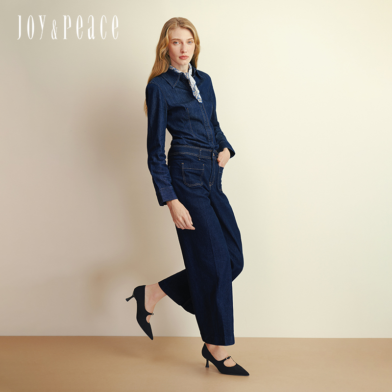 真美诗2025秋季新款金属饰扣法式经典尖头猫跟鞋女YUW53CQ5